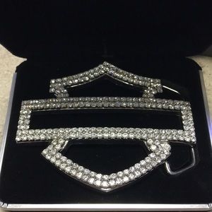 Harley Davidson Bedazzled B&S Clear Buckle